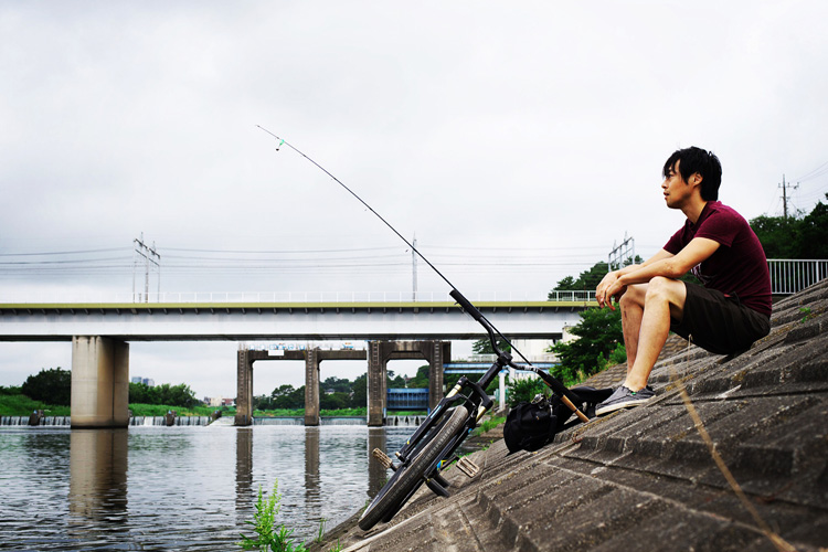 MTB マウンテンバイク SHAKA 多摩川河原サイクリングロード エサ釣り