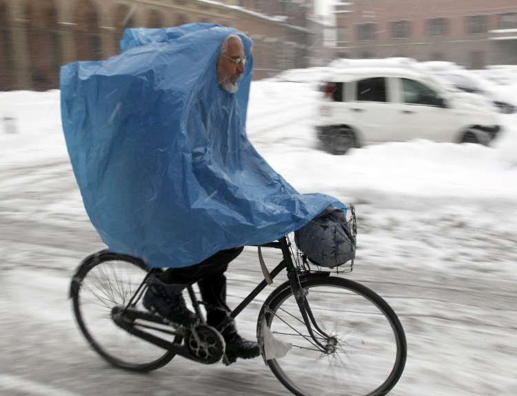 ヨーロッパの寒波対抗の自転車