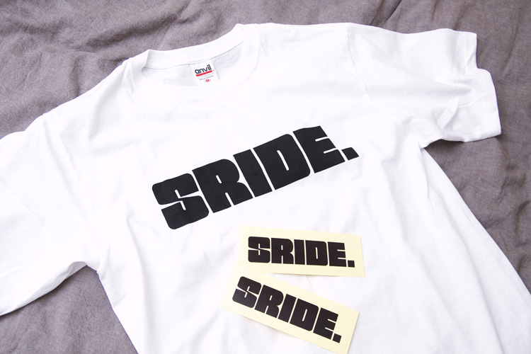 SRIDE.のTシャツとステッカー