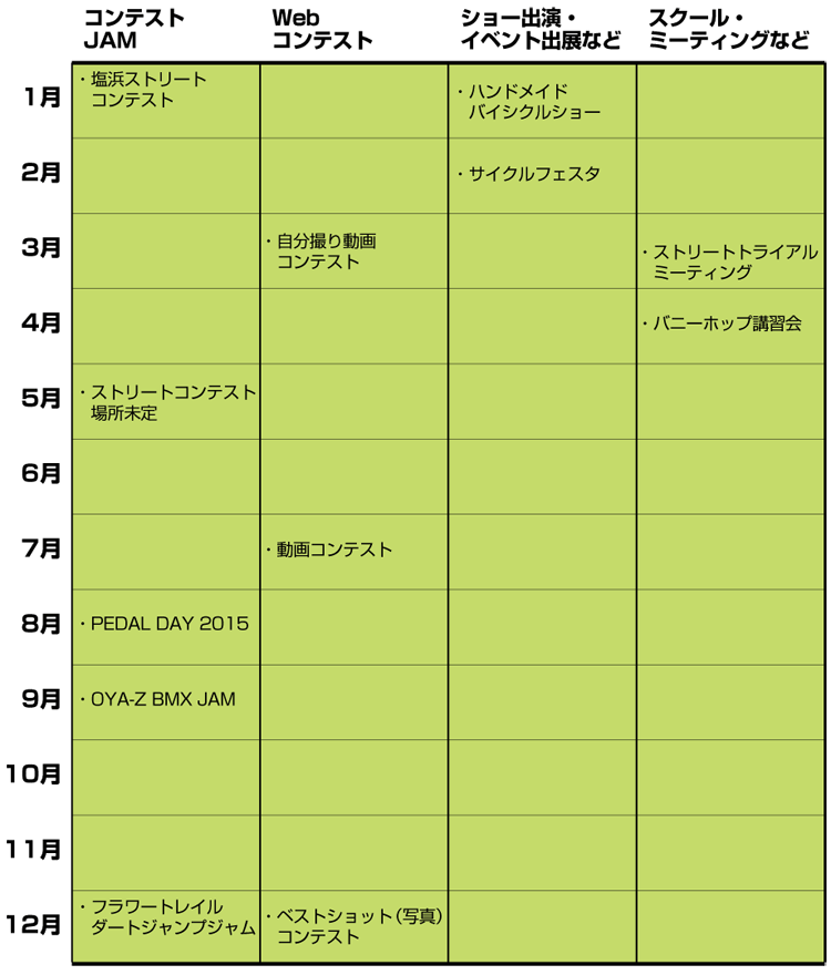 2015TUBAGRAイベントカレンダー