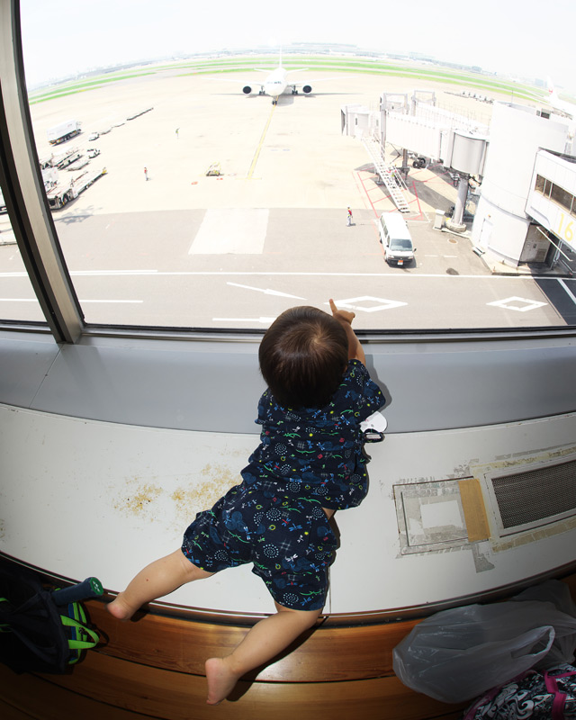 昔通っていた羽田空港にある保育園アンジュの夏祭りにお邪魔して飛行機を見てテンションを上げる叶大