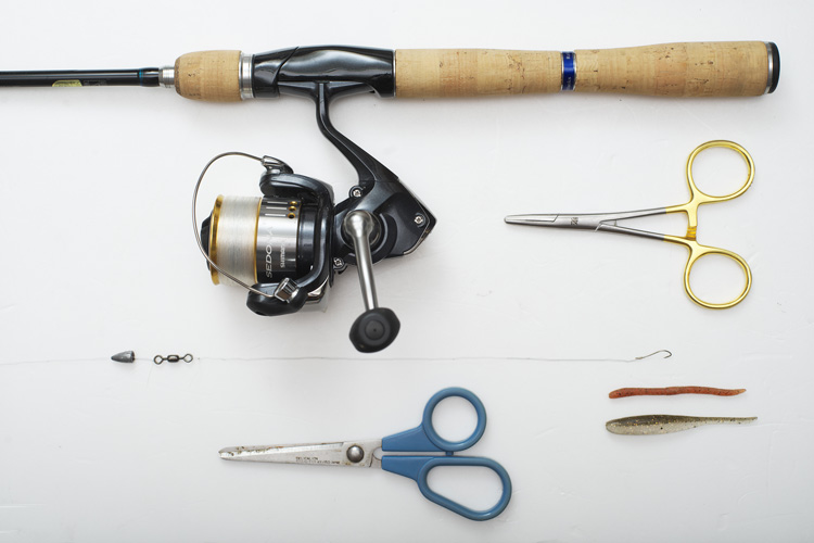 朝活BIKE&FISH用の釣具SHIMANO製のロッドとリール