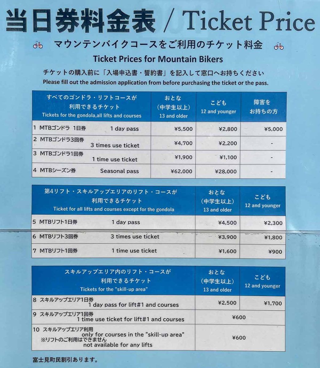 富士見パノラマ 料金表